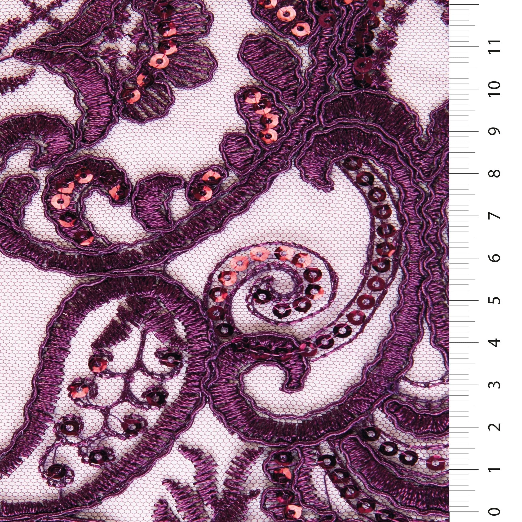 Nigerian Style Cord Thread Sequin Embroidered Fabric