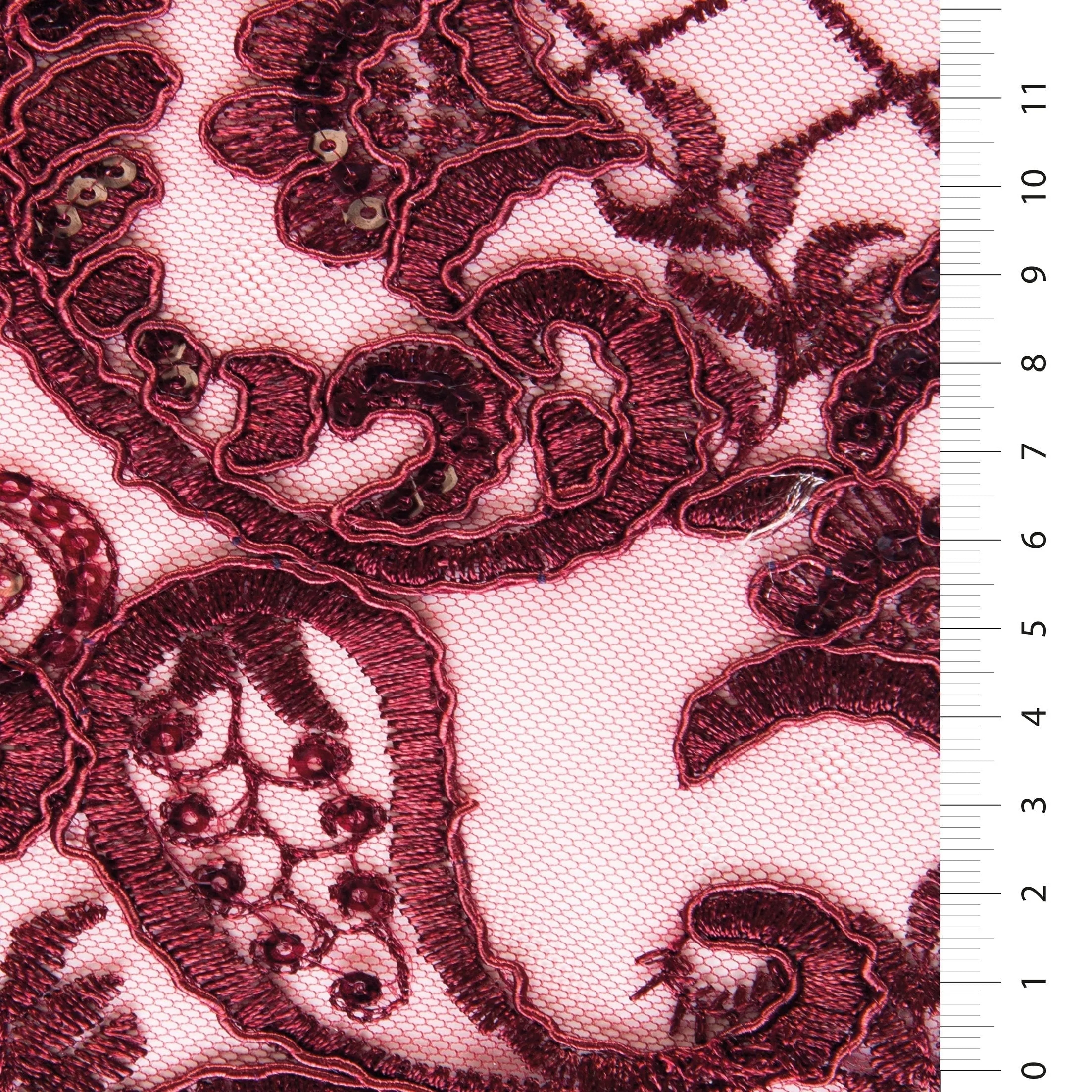 Nigerian Style Cord Thread Sequin Embroidered Fabric