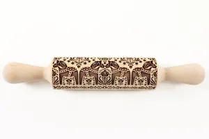 Norvegian Folk Dala Horse Embossed Rolling Pin, Textured Cookies, Christmas Gift