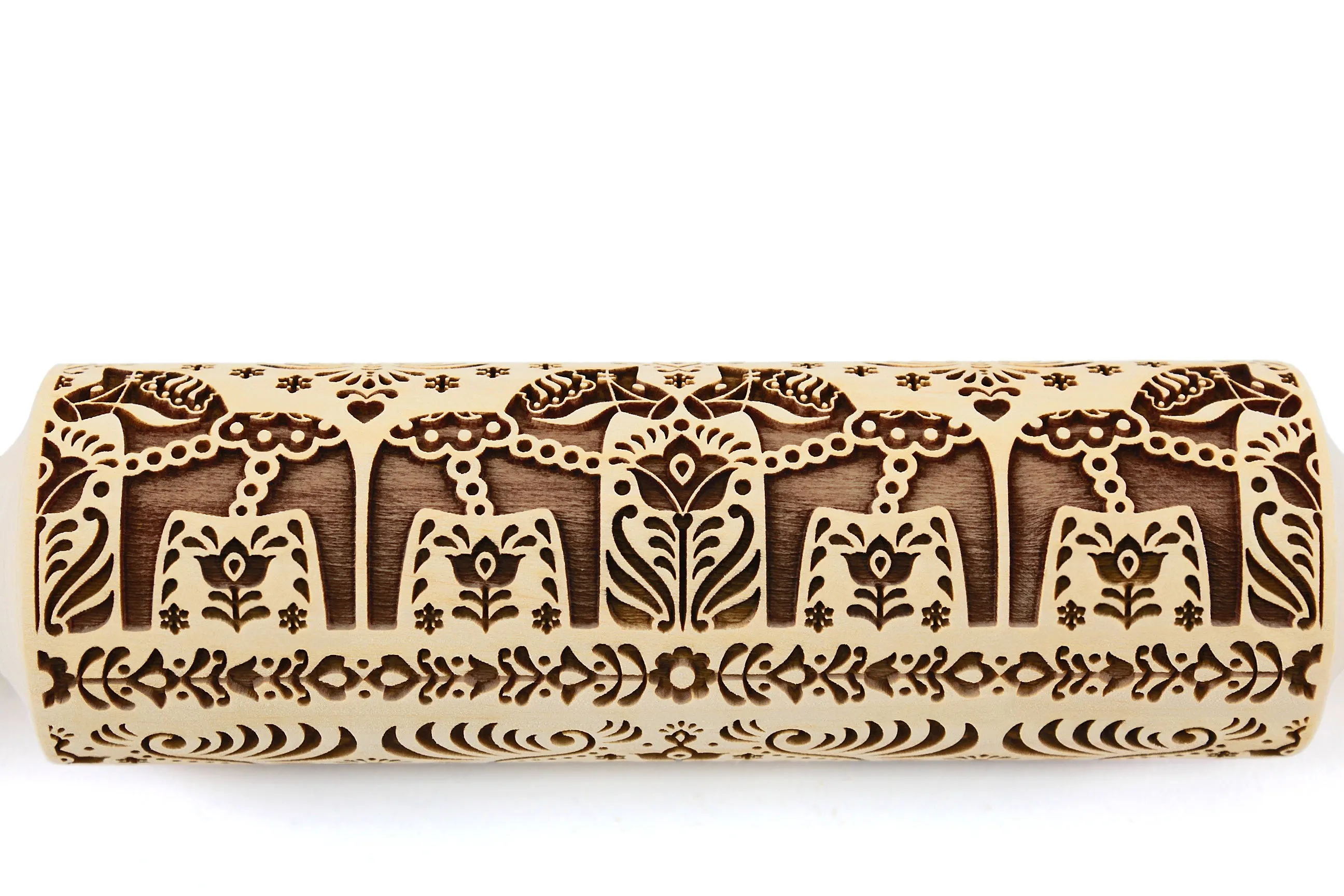 Norvegian Folk Dala Horse Embossed Rolling Pin, Textured Cookies, Christmas Gift