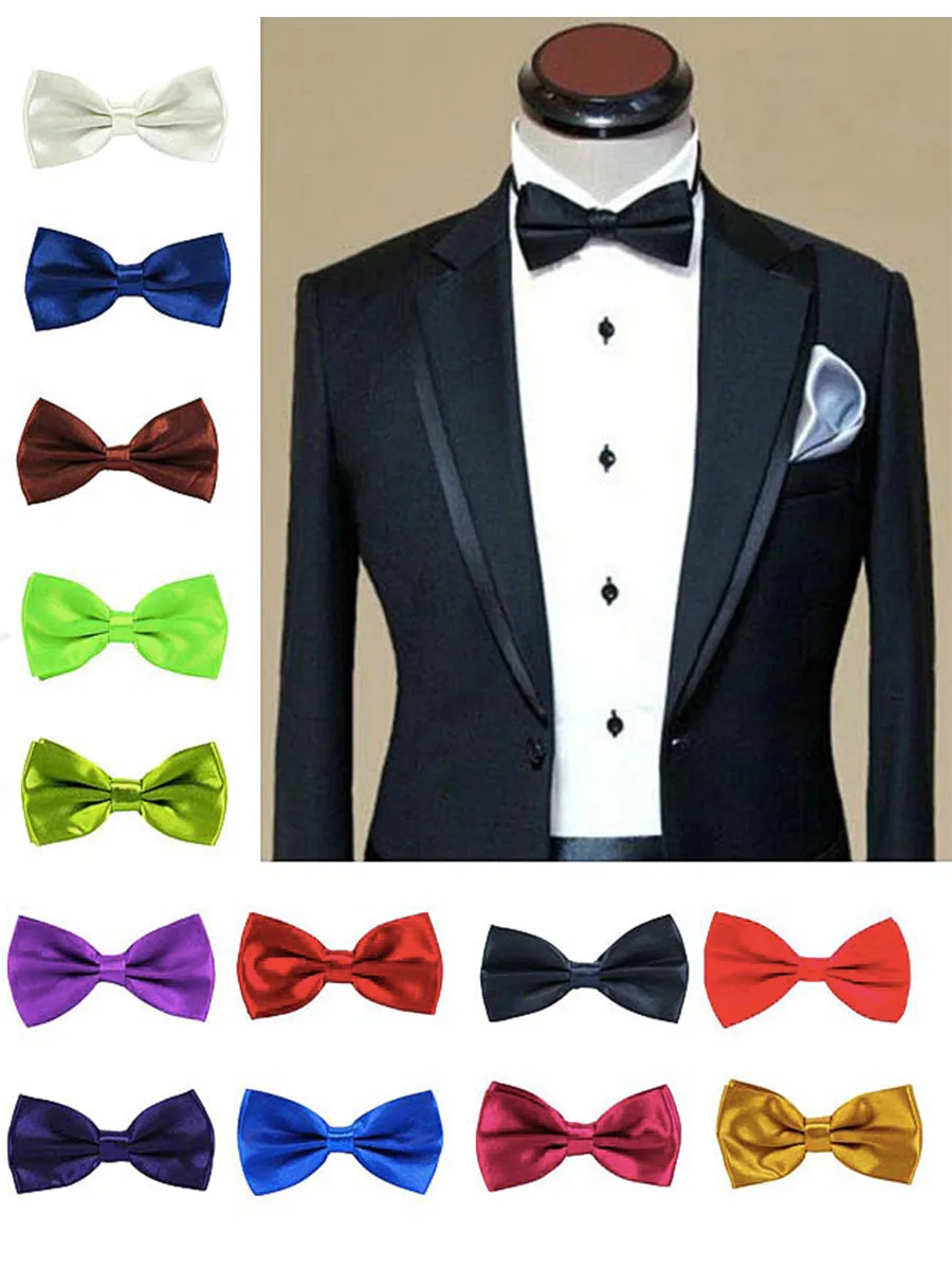 NZ Bridal Black Satin Bow Tie Men Wedding Accessories