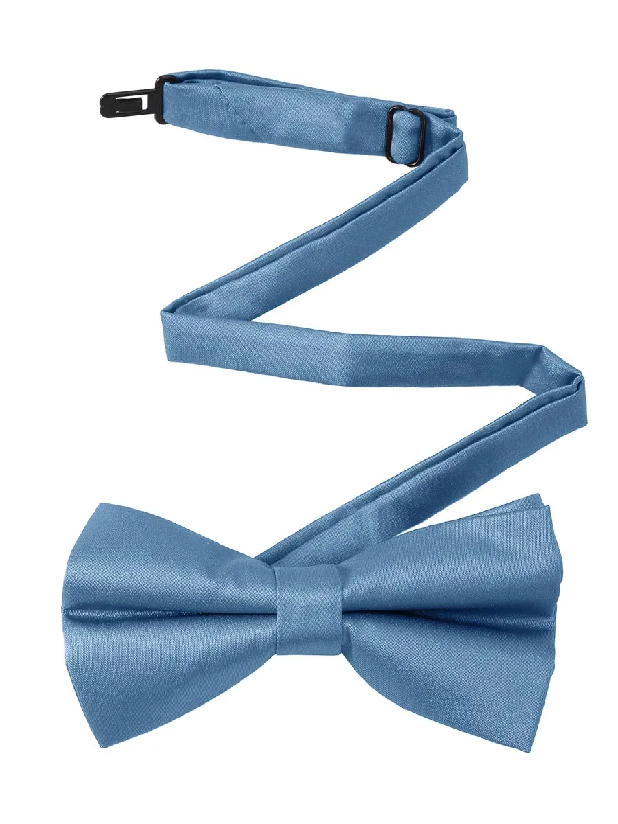 NZ Bridal Slate Blue Satin Bow Tie Men Wedding Accessories