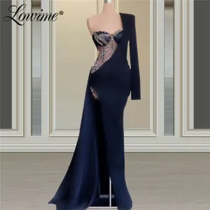 One Shoulder Dubai Robe De Soiree Crystals Dresses