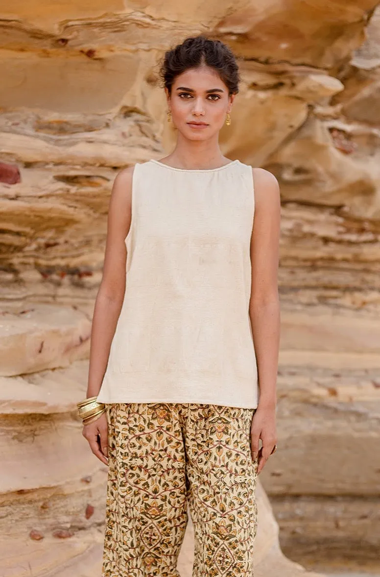Oni Boatneck Tank in Natural Stripe Honeycomb