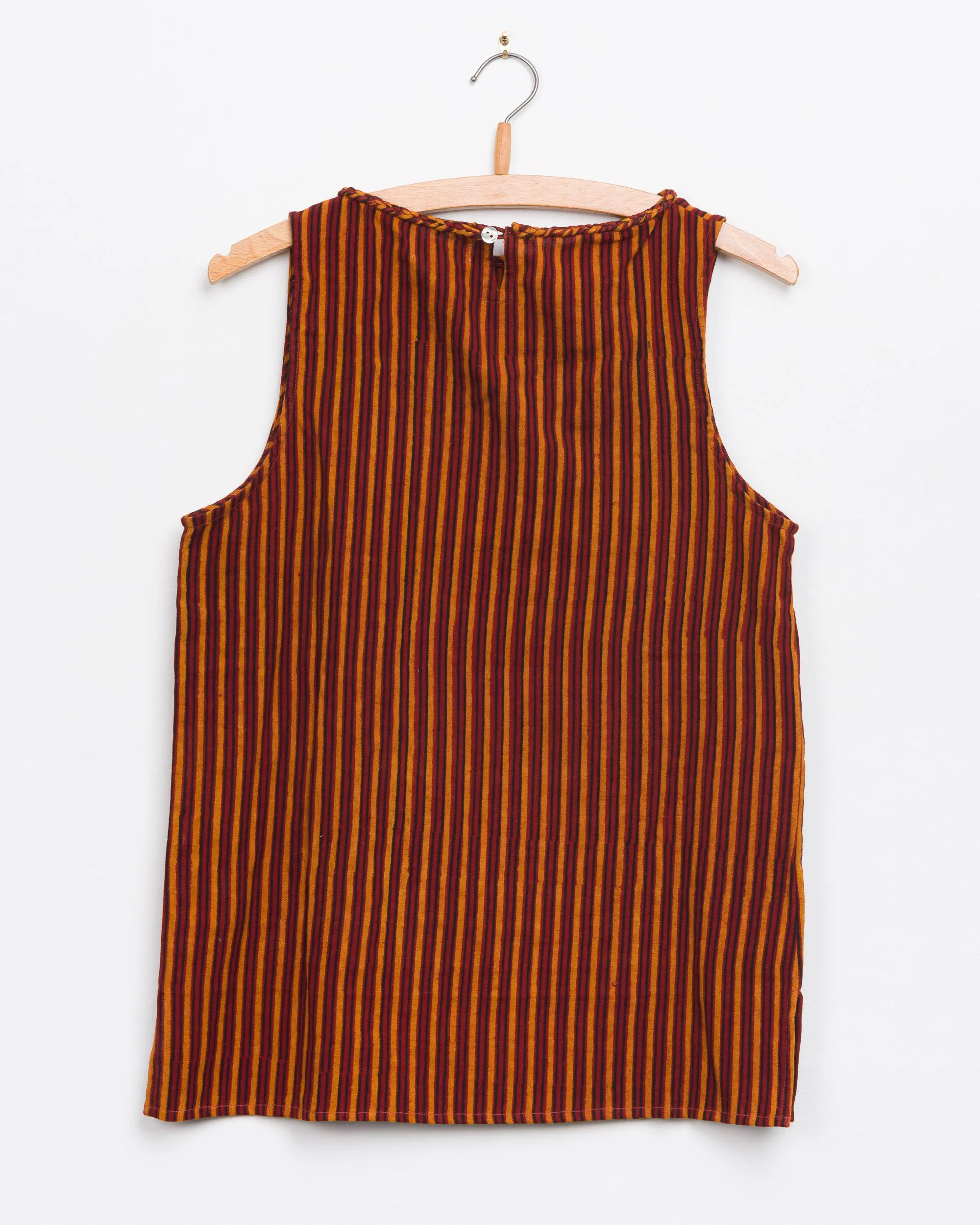 Oni Boatneck Tank in Pomegranate Stripe Block Print