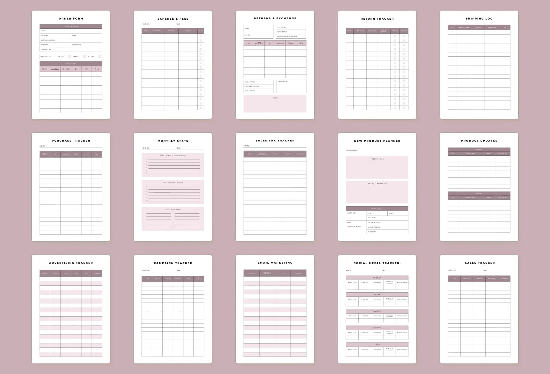 Online Shop Planner Canva Template