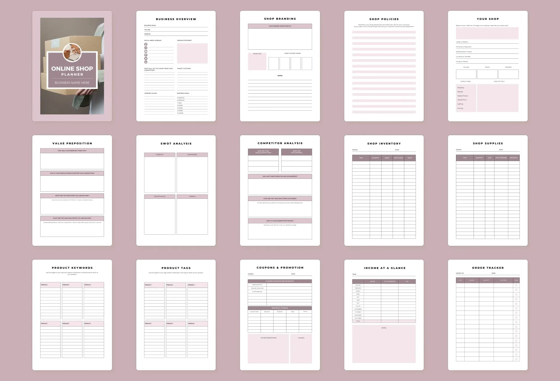 Online Shop Planner Canva Template
