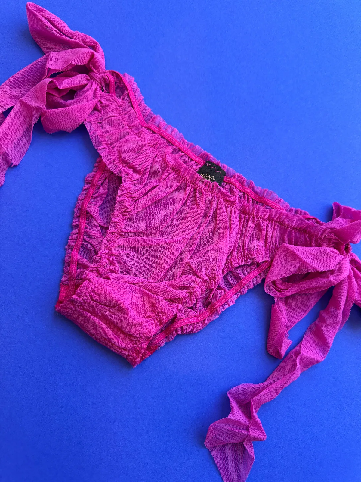 Only Hearts: Side Tie Tulle Brief - Wild Rose