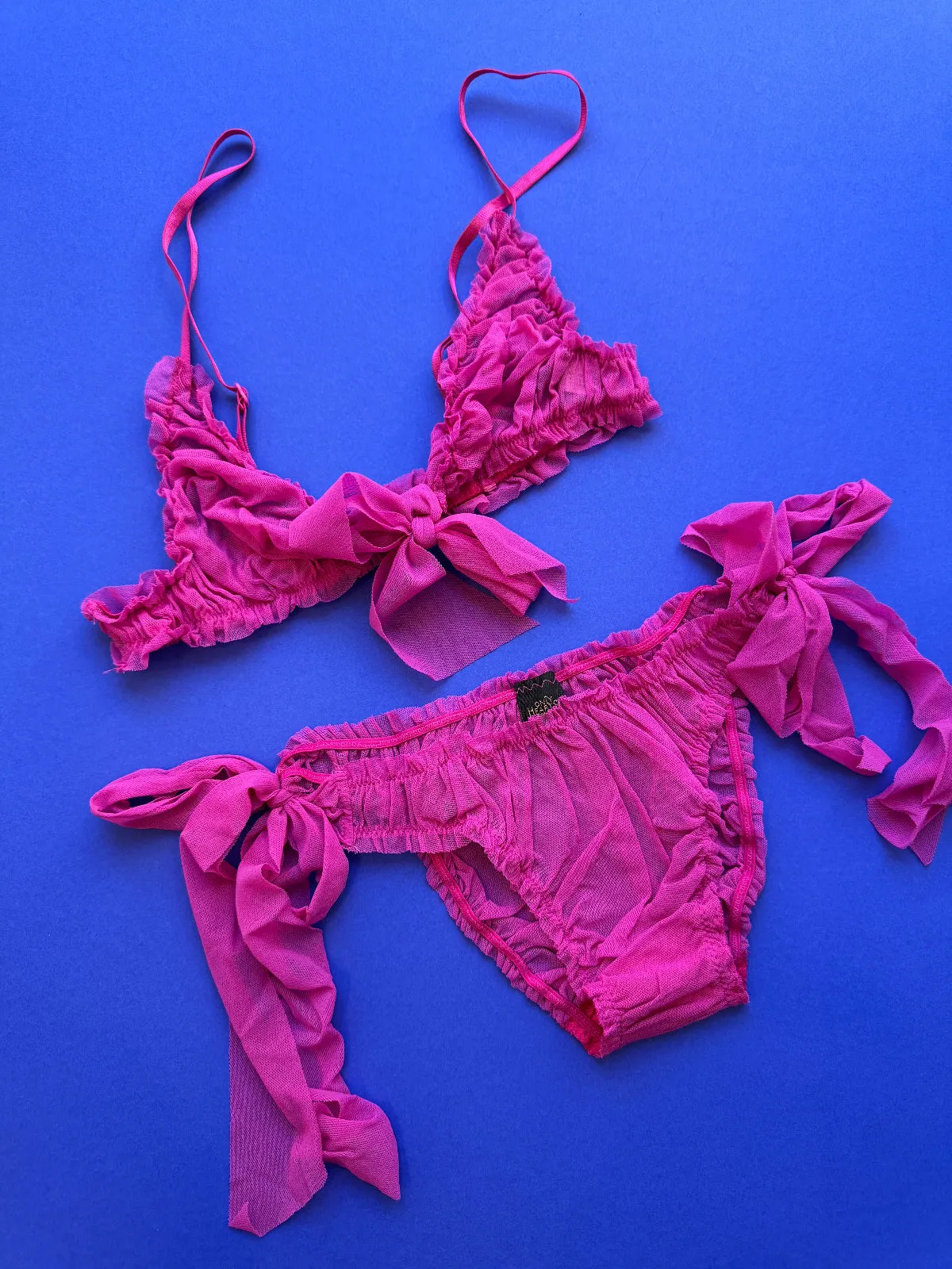 Only Hearts: Side Tie Tulle Brief - Wild Rose