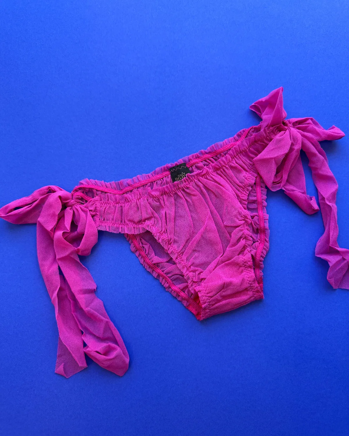 Only Hearts: Side Tie Tulle Brief - Wild Rose