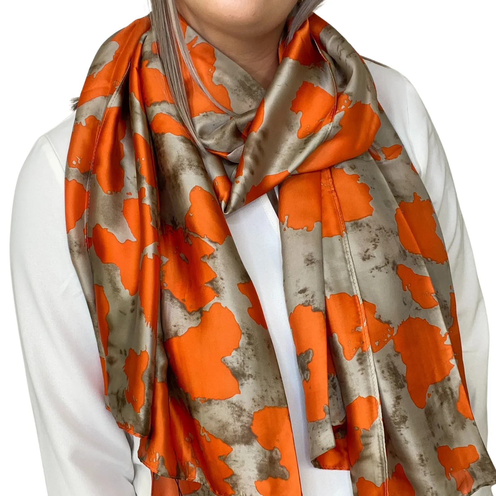 Orange & Taupe Marble Scarf