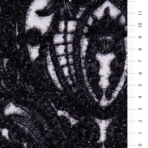 Ottoman Design Scalloped Glitter Thread Embroidery Fabric