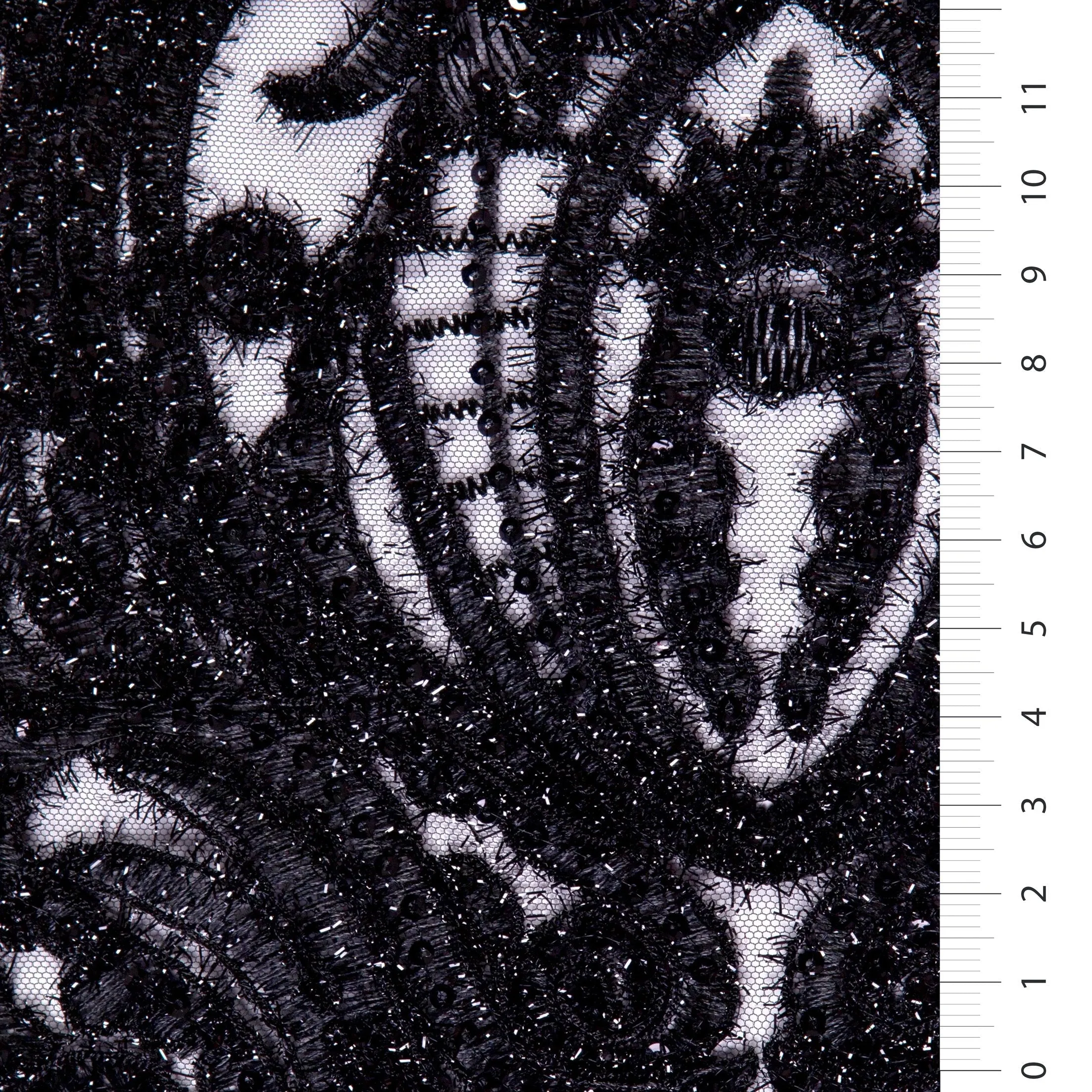 Ottoman Design Scalloped Glitter Thread Embroidery Fabric