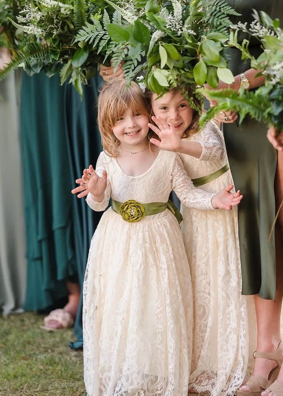 Paisley All Lace Flower Girl Dress in Antique Ivory
