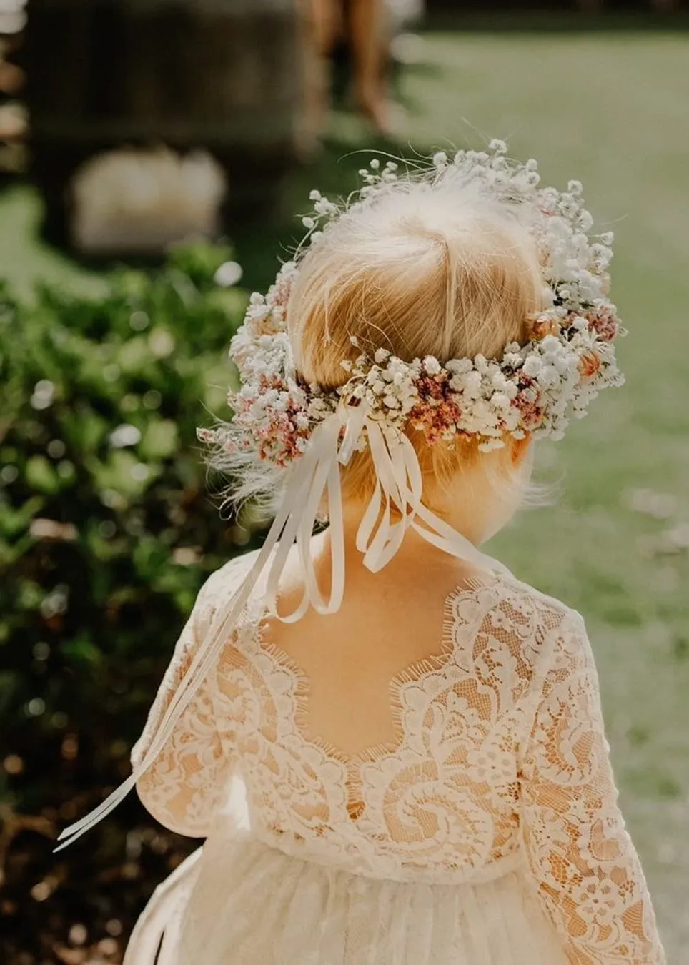 Paisley All Lace Flower Girl Dress in Antique Ivory