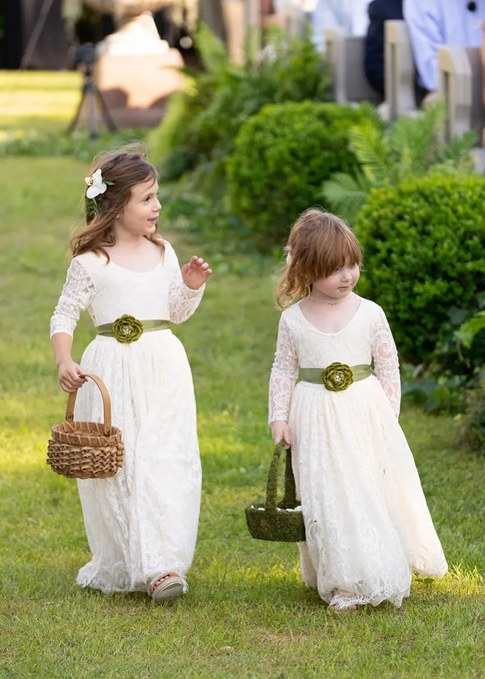 Paisley All Lace Flower Girl Dress in Antique Ivory