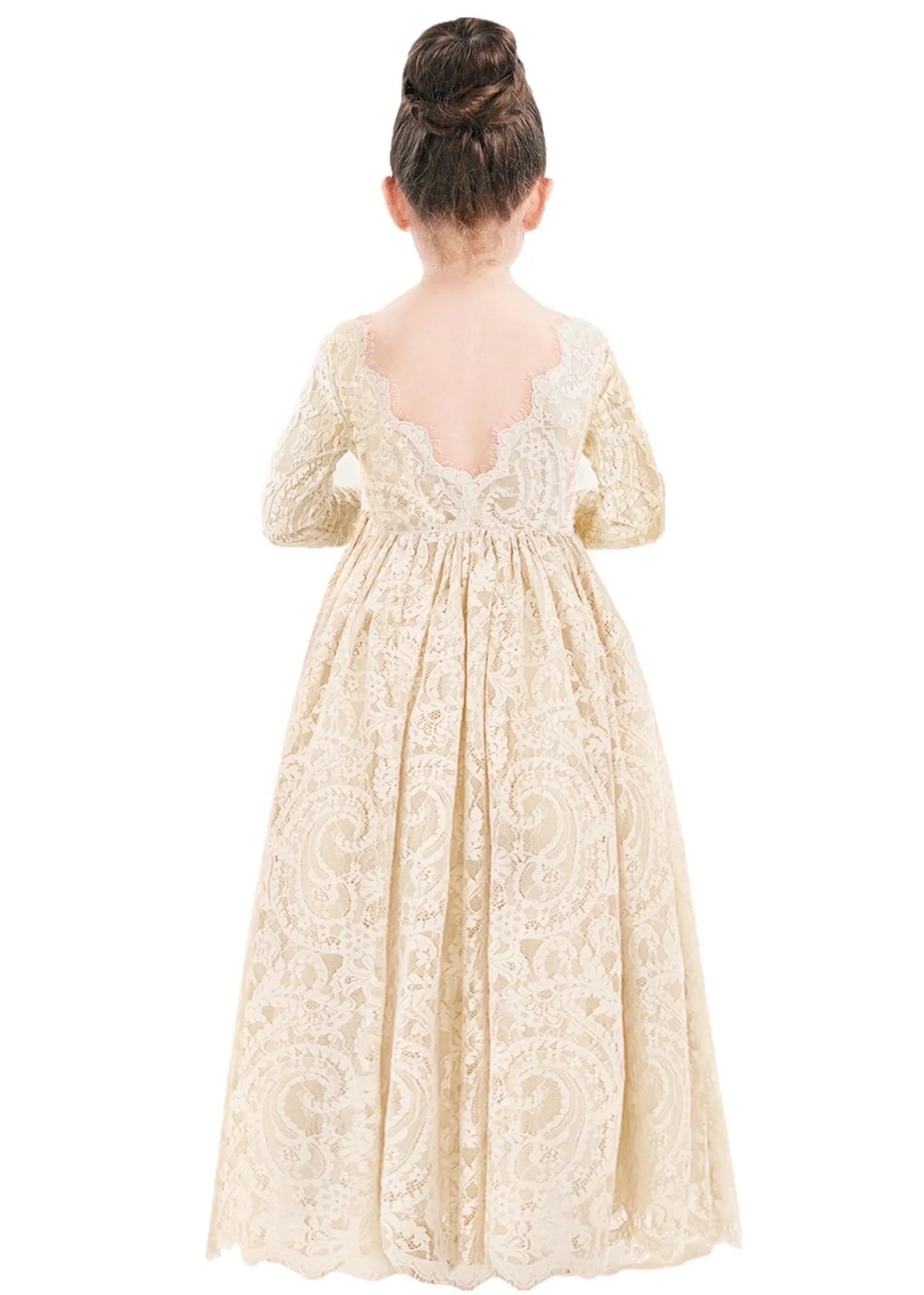 Paisley All Lace Flower Girl Dress in Antique Ivory
