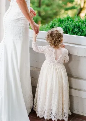 Paisley All Lace Flower Girl Dress in Antique Ivory
