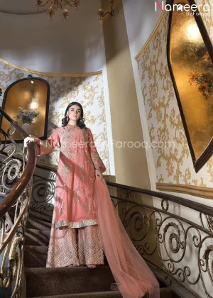 Pakistani Wedding Long Shirt with Sharara Dress  #WN21