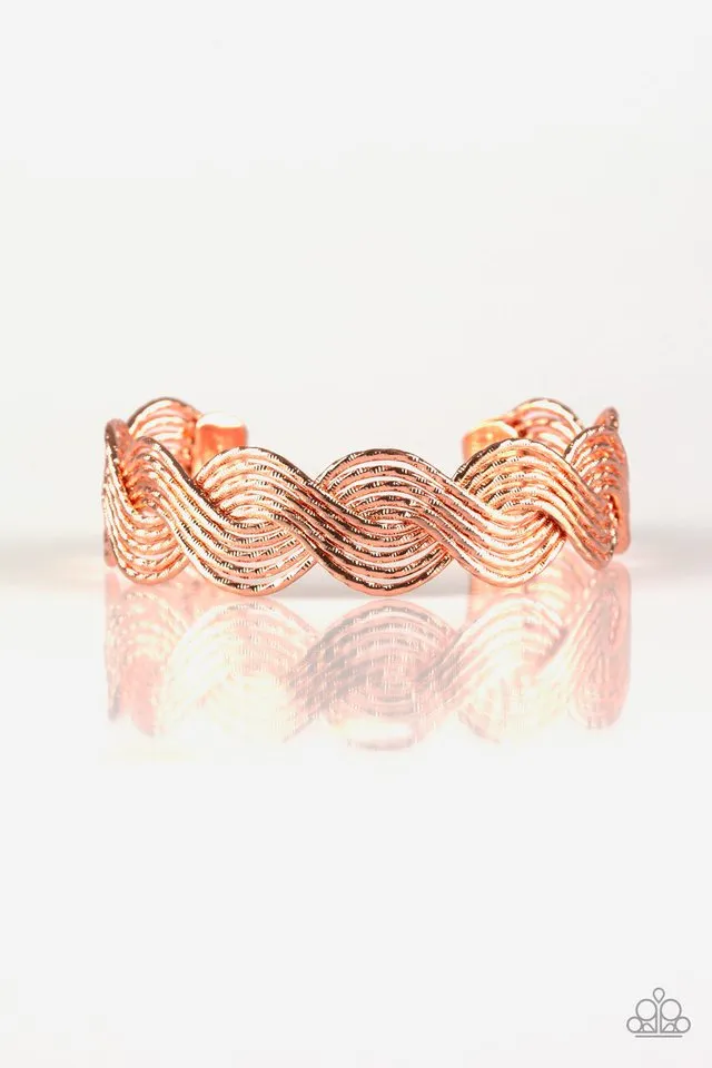 Paparazzi " Braided Brilliance " Copper Metal Hammered Braided Cuff Bracelet