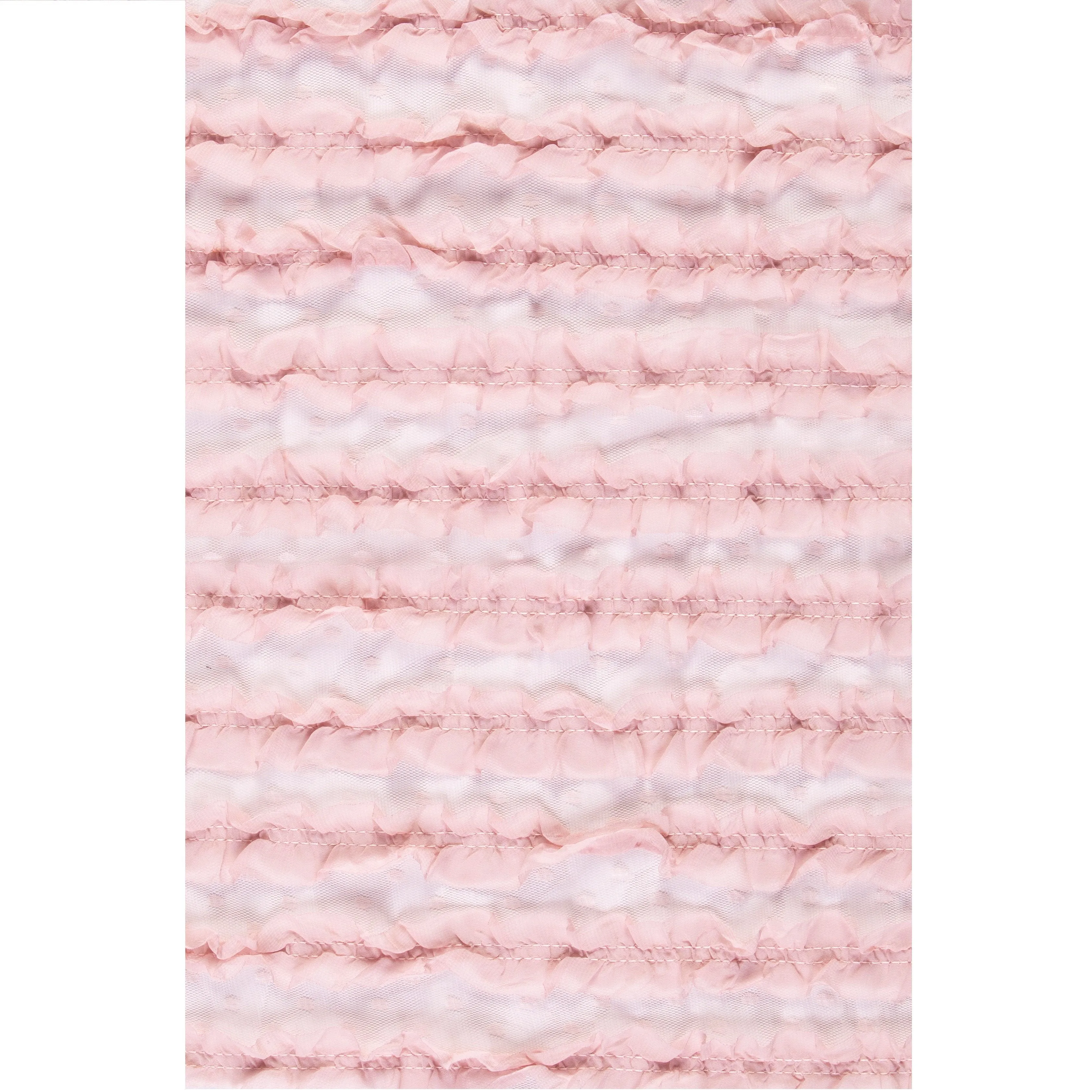 Paris Style Striped Powder Double Layer Ornamental Embroidery Lace Fabric