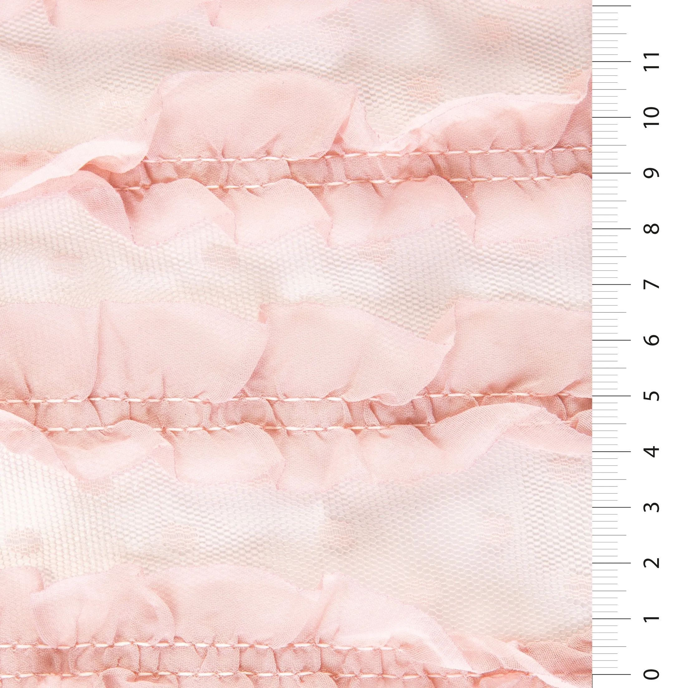 Paris Style Striped Powder Double Layer Ornamental Embroidery Lace Fabric