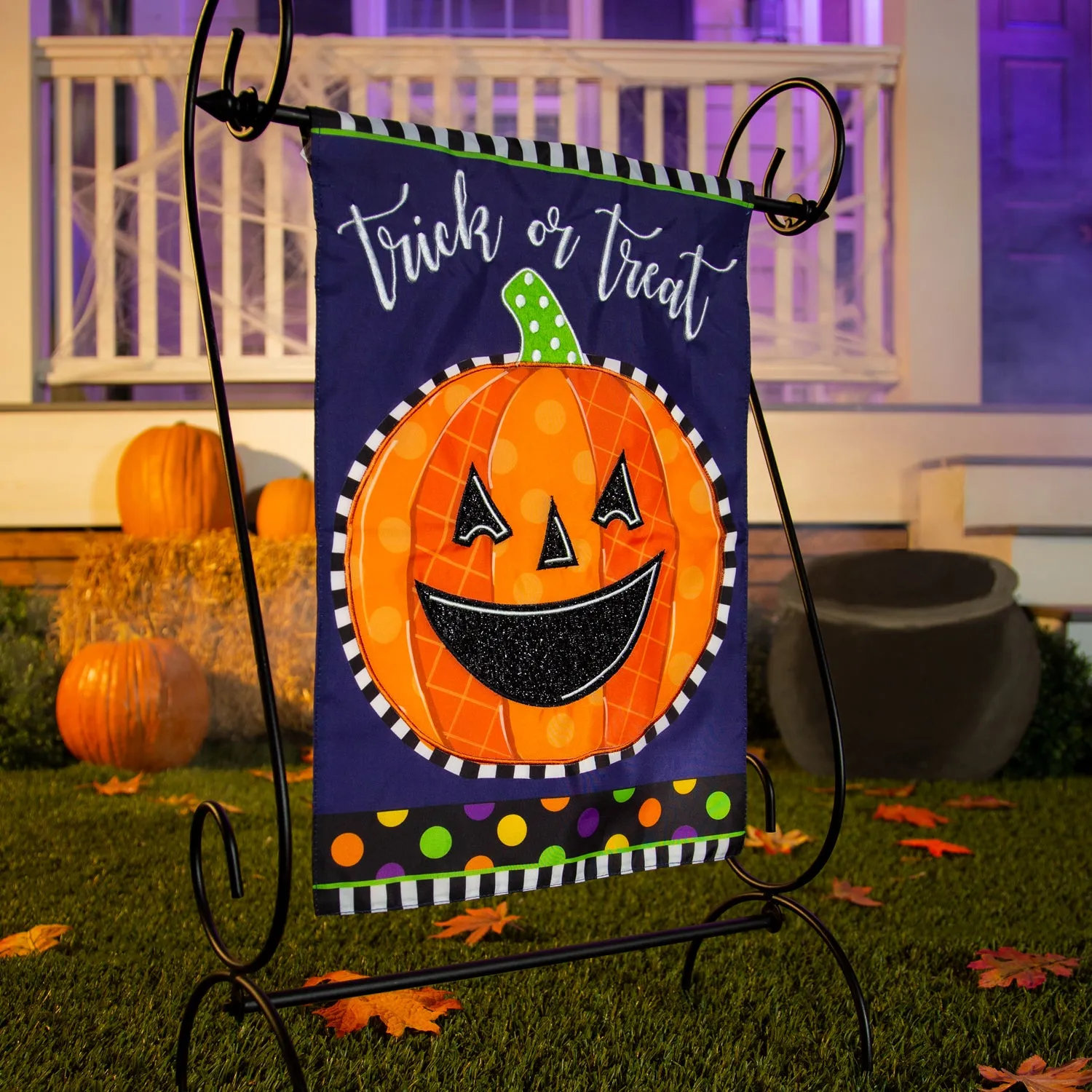 Patterned Jack-o-Lantern Garden Applique Flag,169313