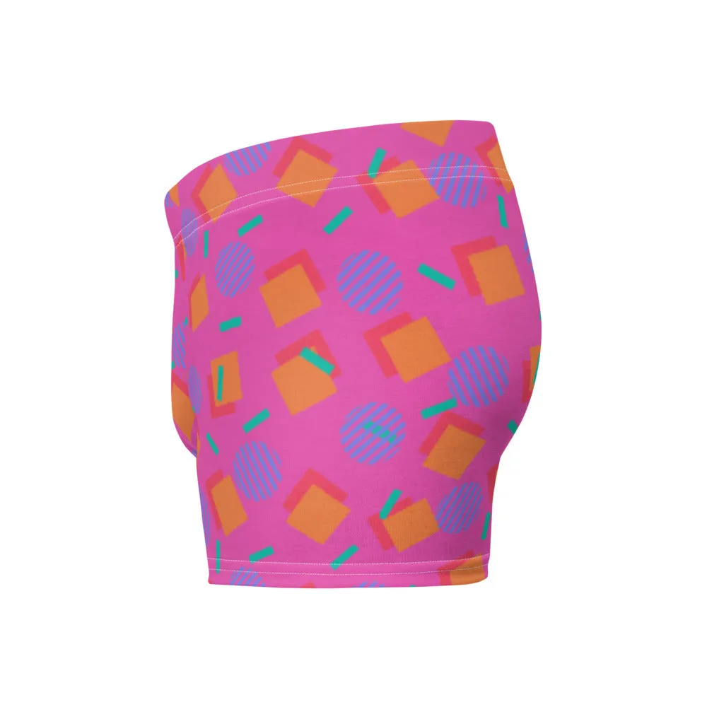 Patterned Men's Boxer Briefs | 80s Memphis Pink Cubic Circular