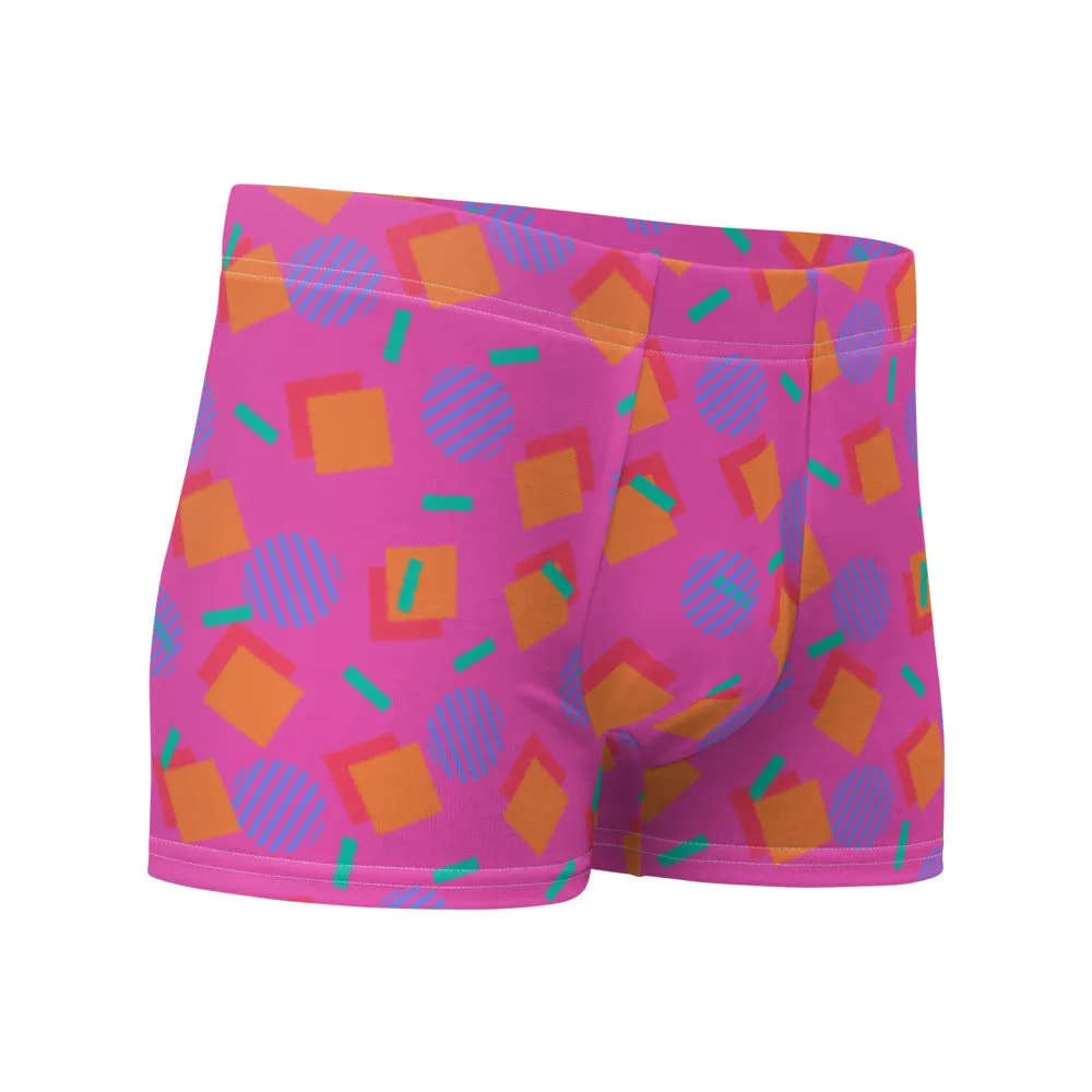Patterned Men's Boxer Briefs | 80s Memphis Pink Cubic Circular