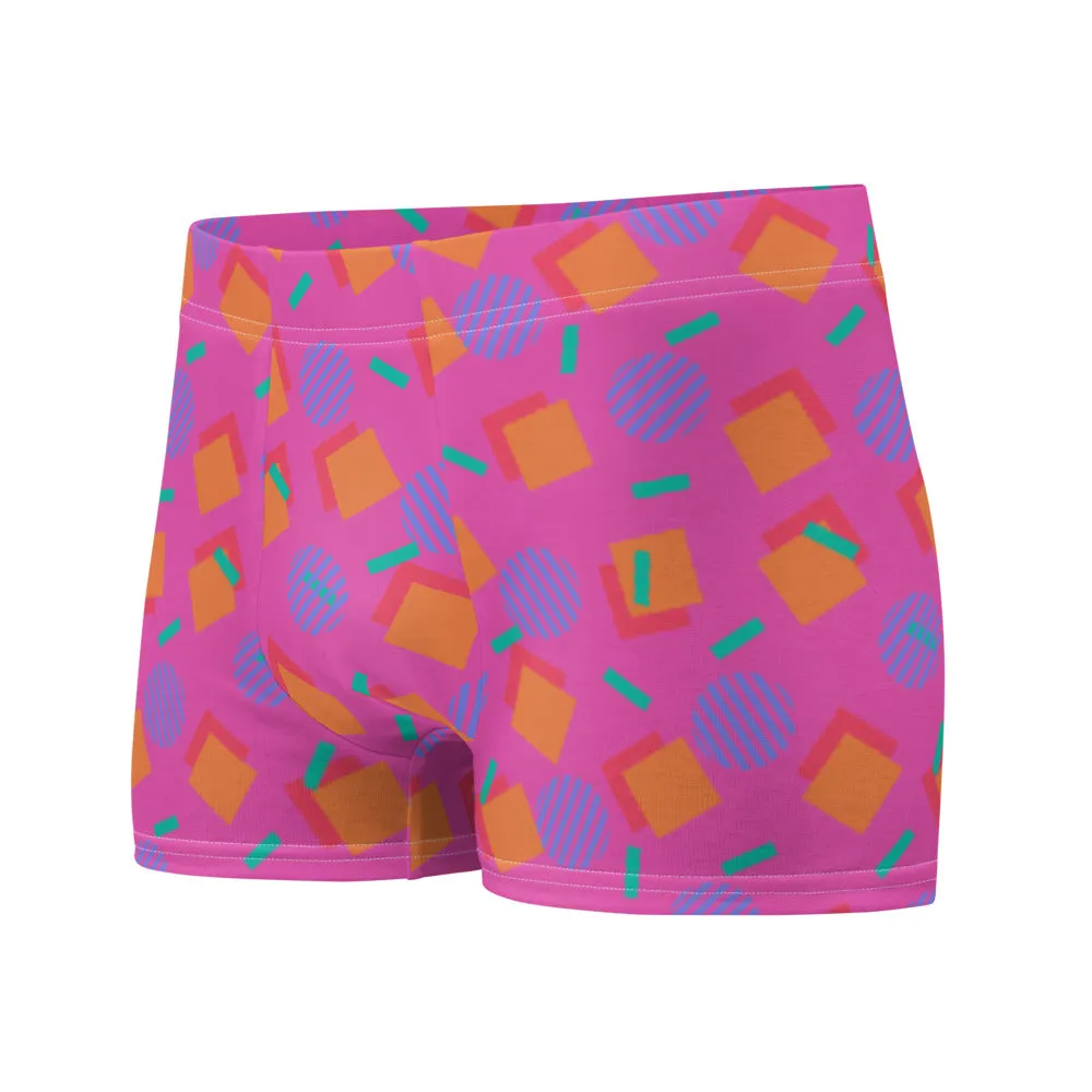 Patterned Men's Boxer Briefs | 80s Memphis Pink Cubic Circular