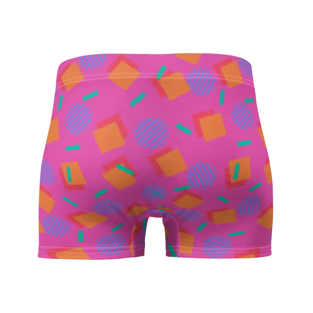 Patterned Men's Boxer Briefs | 80s Memphis Pink Cubic Circular