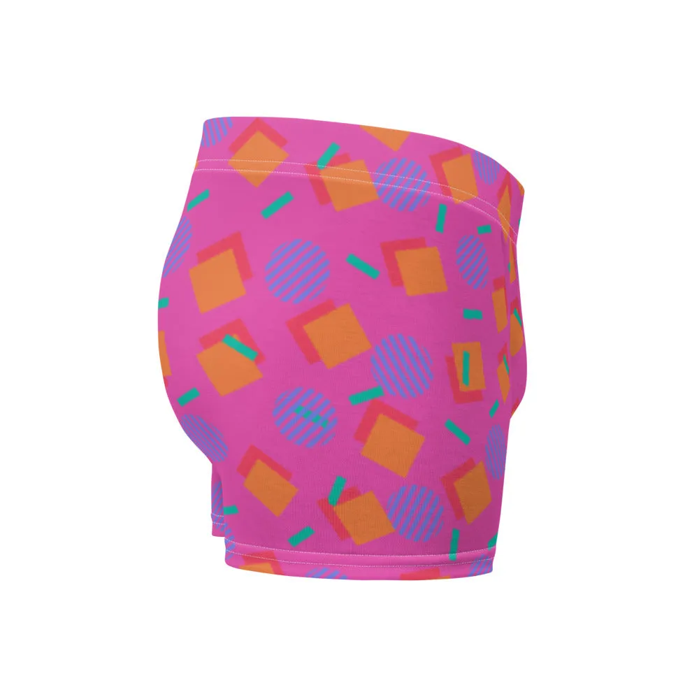 Patterned Men's Boxer Briefs | 80s Memphis Pink Cubic Circular
