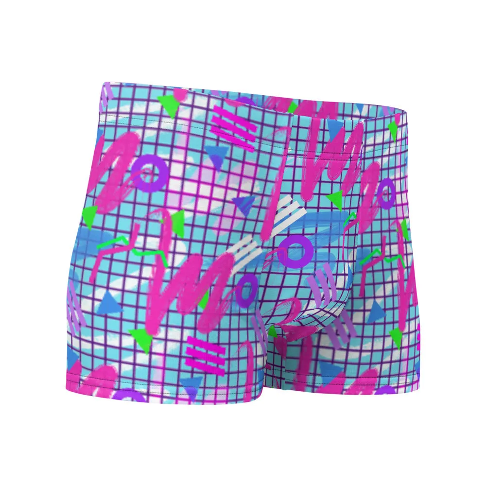 Patterned Men's Boxer Briefs | Memphis Vaporwave Squiggles
