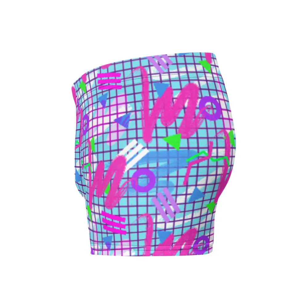 Patterned Men's Boxer Briefs | Memphis Vaporwave Squiggles
