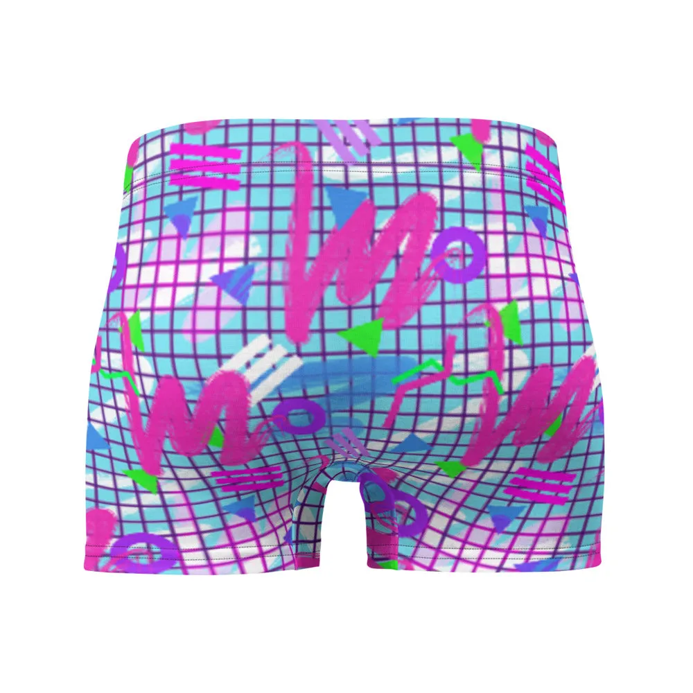 Patterned Men's Boxer Briefs | Memphis Vaporwave Squiggles