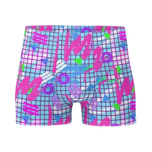 Patterned Men's Boxer Briefs | Memphis Vaporwave Squiggles