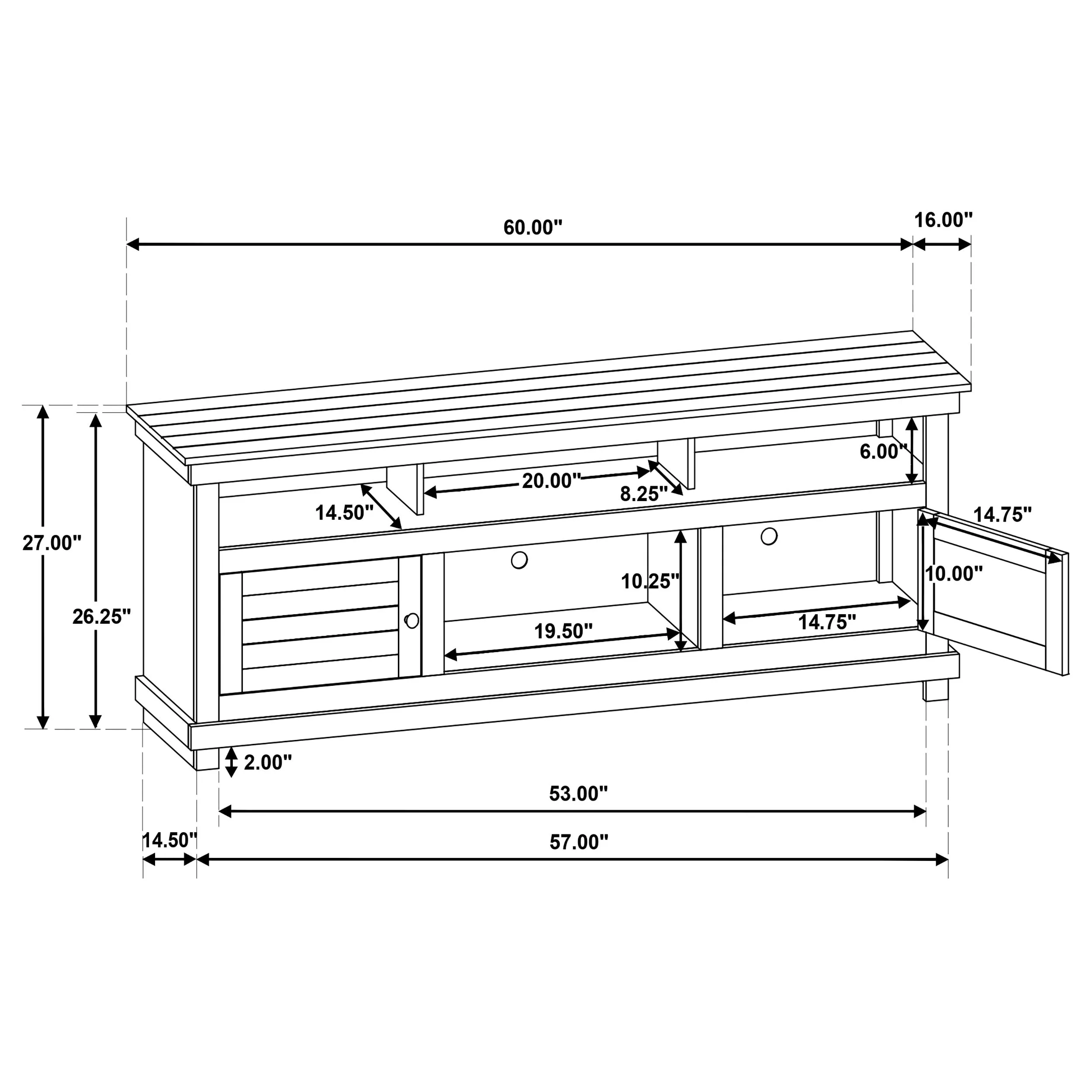 Payne 60-inch TV Stand Media Console Distressed Brown