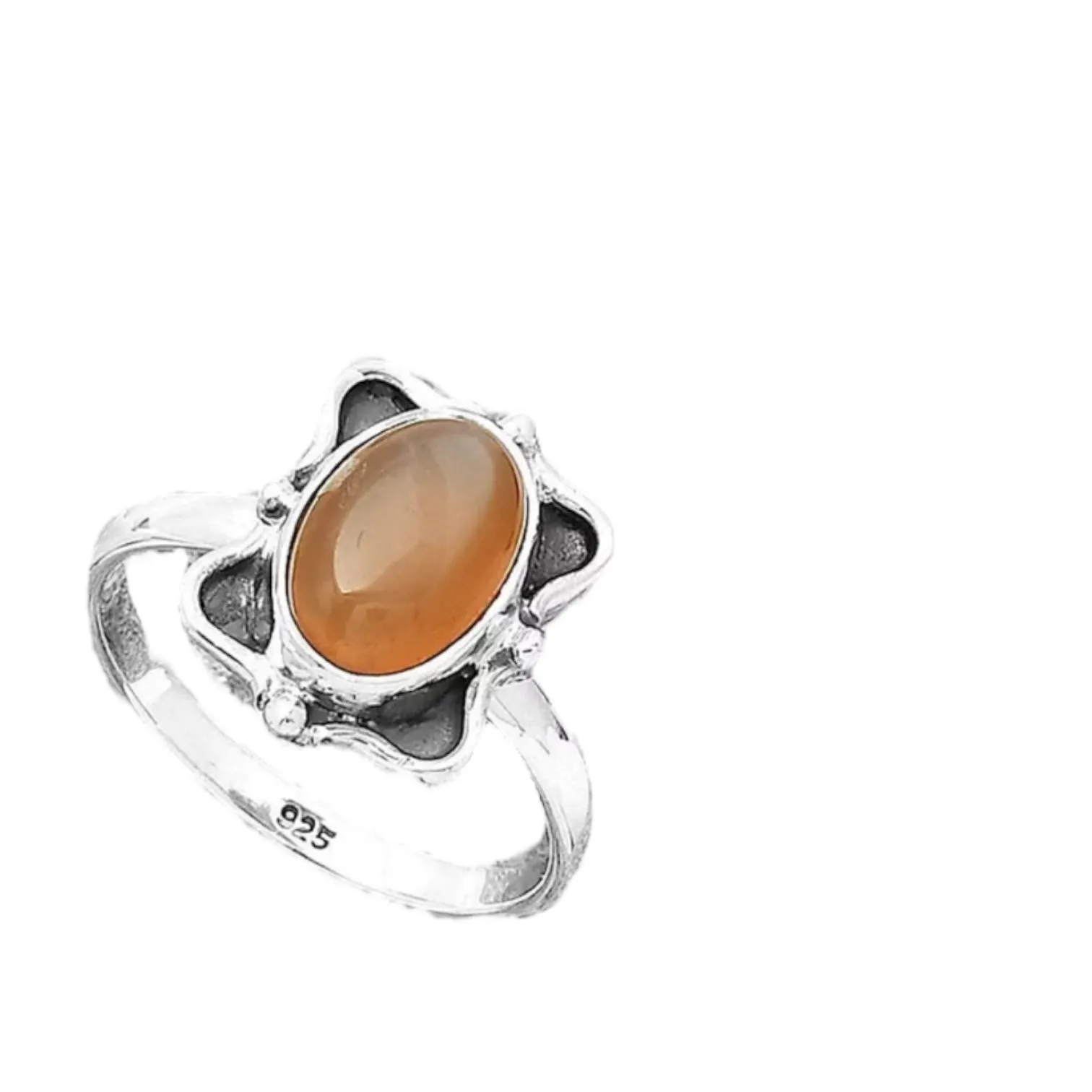 Peach Moonstone Solid 925 Sterling Silver 8