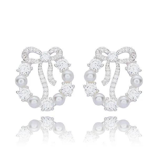 Pearl Wreath Silver Plated Earrings
