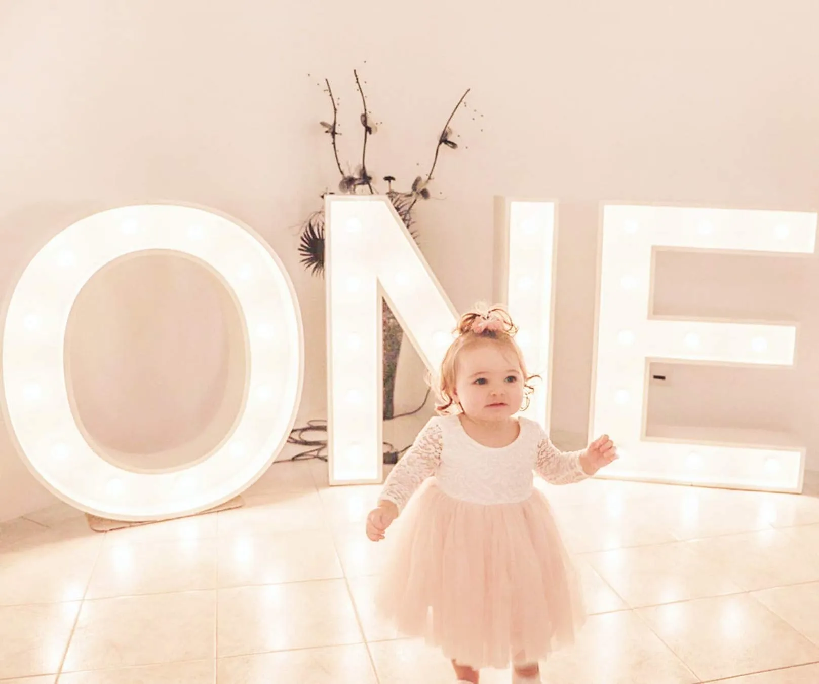 Peony Lace Flower Girl Dress in Pink