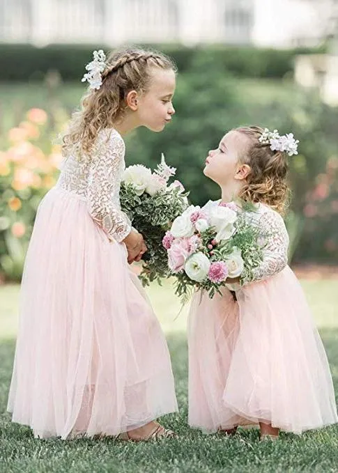 Peony Lace Flower Girl Dress in Pink