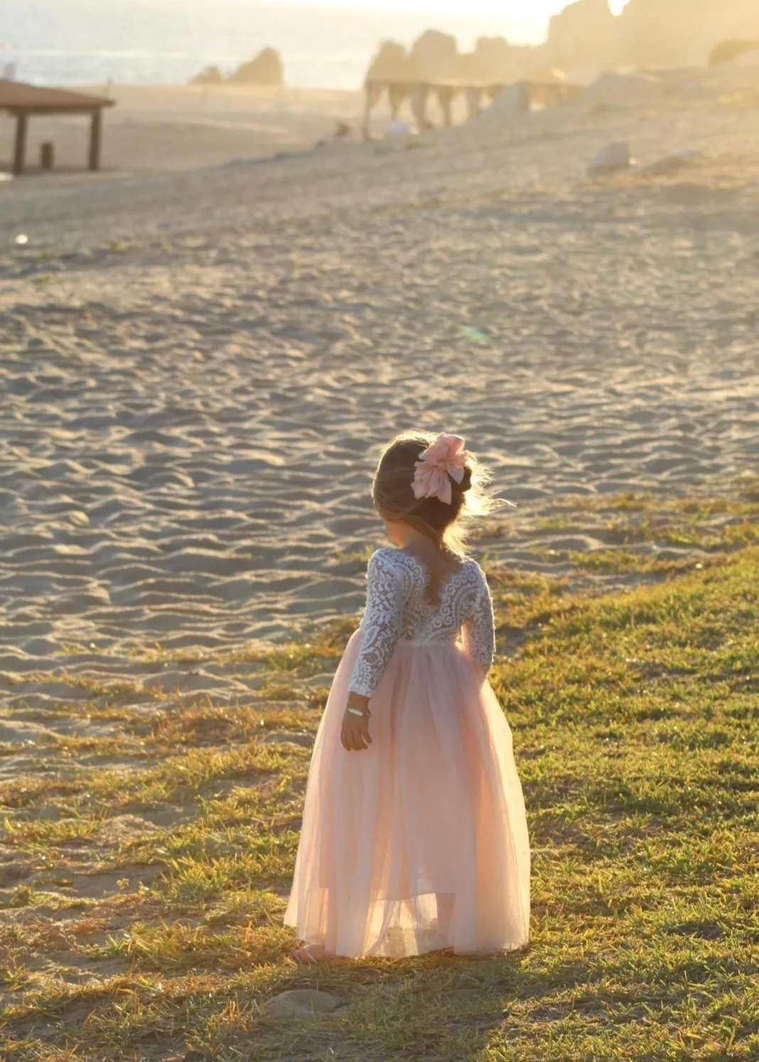Peony Lace Flower Girl Dress in Pink