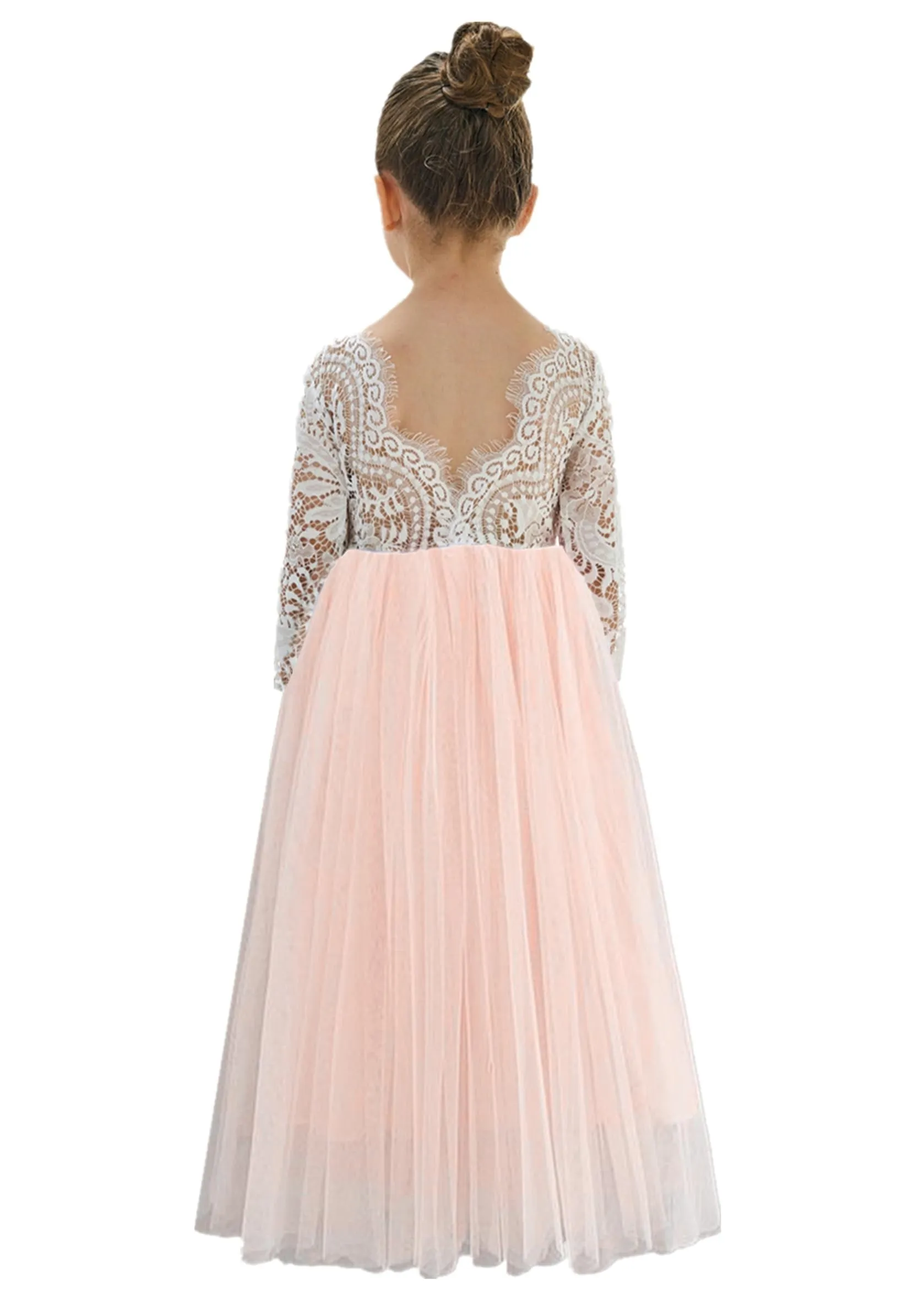 Peony Lace Flower Girl Dress in Pink
