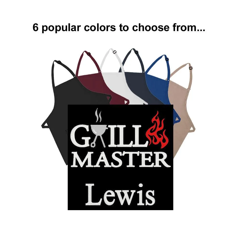Personalized Apron Embroidered Grill Master Design Add a Name