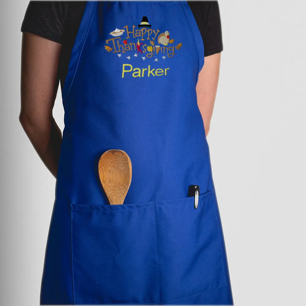 Personalized Apron Embroidered Happy Thanksgiving Design Add a Name