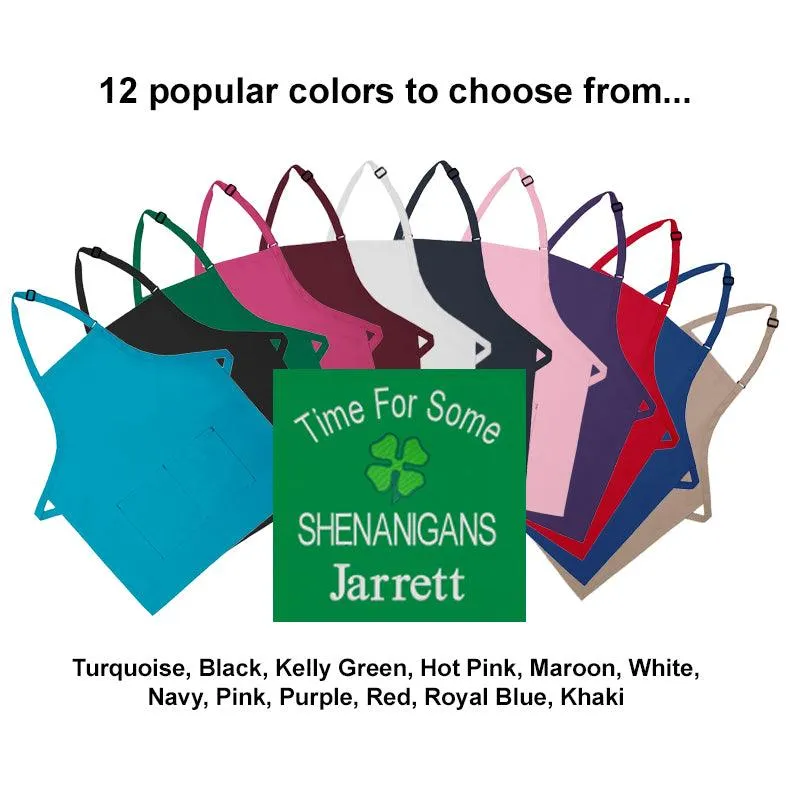 Personalized Apron Embroidered Shenanigans Design Add a Name