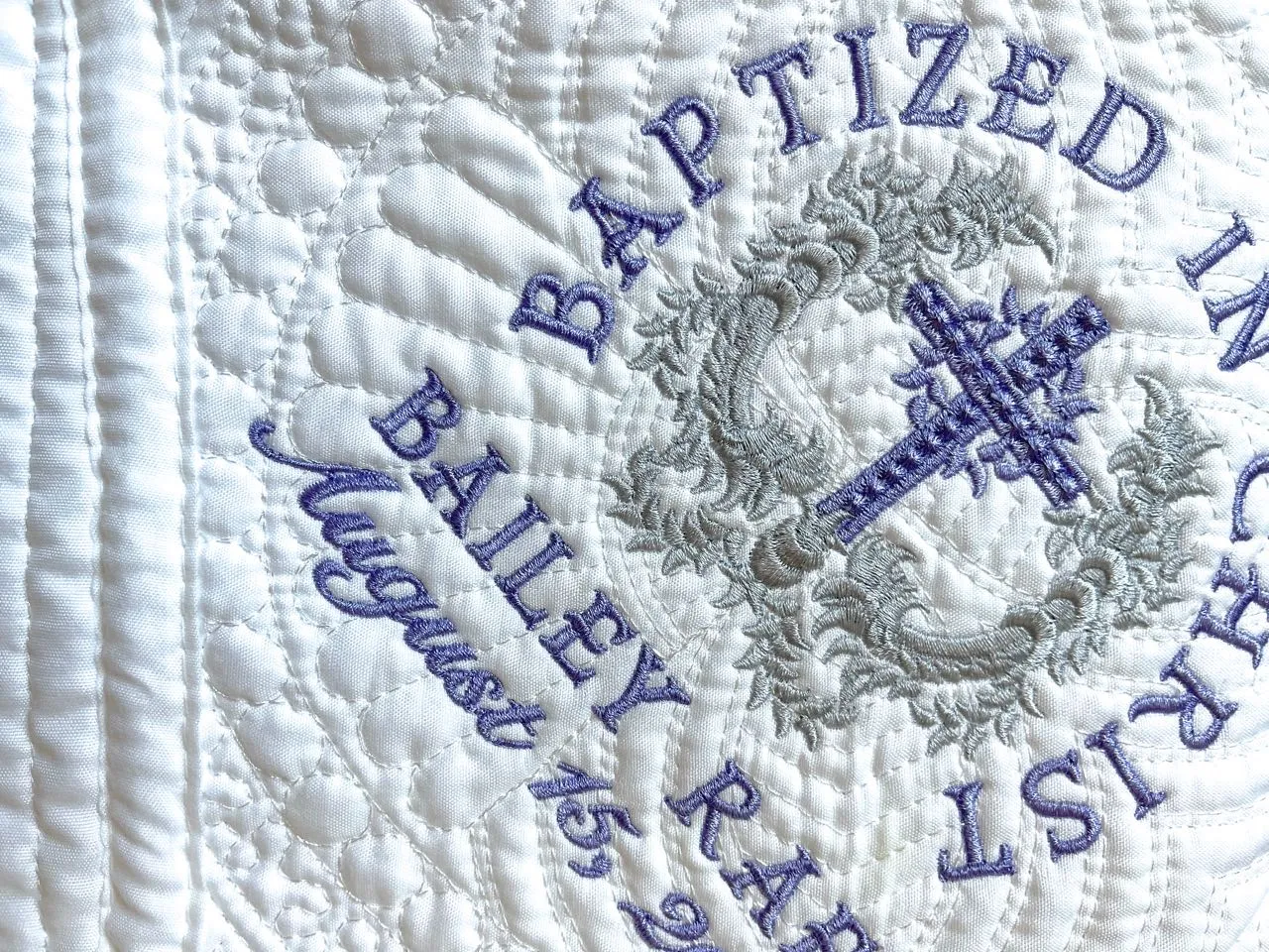 Personalized Baptism Blanket - For Girl - Lilac and Silver - 36 x 46 Inches - Christening or Dedication