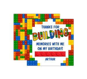 Personalized Building Blocks Birthday Favor Tags