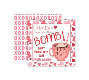 Personalized Cocoa Bomb Valentine's Day Tags, Valentine Cards