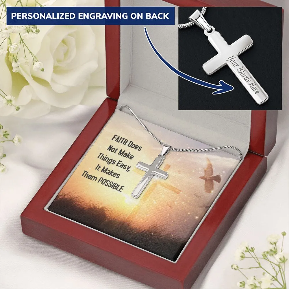 Personalized Cross Necklace, with Custom Message Card